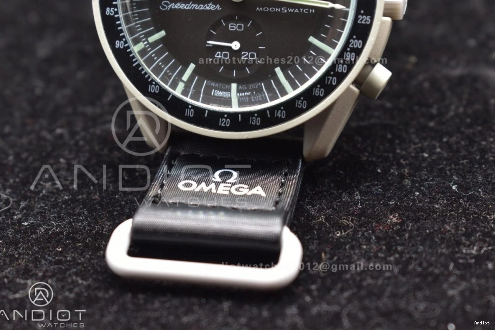 Mission Nylon Moonwatch Bioceramic Swatch The Quartz Strap to Moon x Omega on 0106